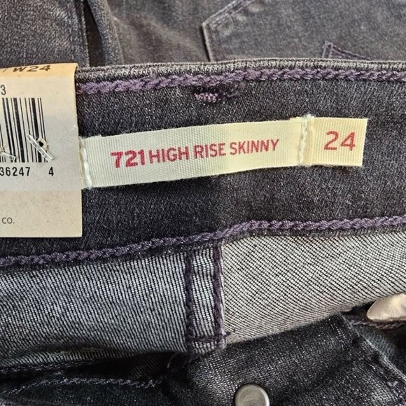 Levi's Womens 24 Black High Rise Super Skinny Ankle Jeans with Studded Ankle NWT - Picture 6 of 15